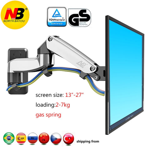 NB F150 2-7kg 75x75 100x100 aluminum Gas spring 360 degree rotate tv mount bracket dual arm 17"-27" lcd monitor stand mount