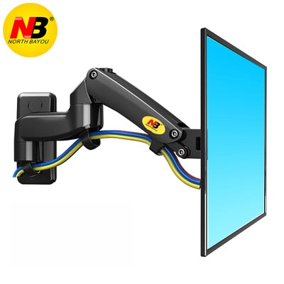 NB F150 2-7kg 75x75 100x100 aluminum Gas spring 360 degree rotate tv mount bracket dual arm 17"-27" lcd monitor stand mount