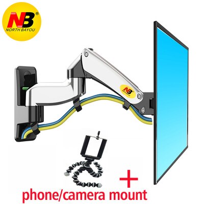 NB F150 2-7kg 75x75 100x100 aluminum Gas spring 360 degree rotate tv mount bracket dual arm 17"-27" lcd monitor stand mount