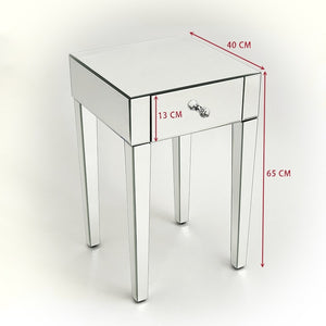 Panana Venetian Mirrored Glass Bedside Table with Drawers Glass Handles Mirror Bedroom Nightstand