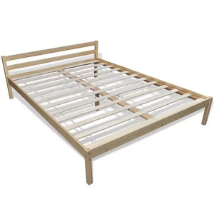 VidaXL Modern Simple Solid Pine Wood Bed With Mattress Comfortable Bedroom Bed 140 X 200cm Easy Assembly V3