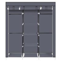 69" Portable Clothes Closet Non-Woven Fabric Wardrobe Double Rod Storage Organizer Dark Brown Gray Black