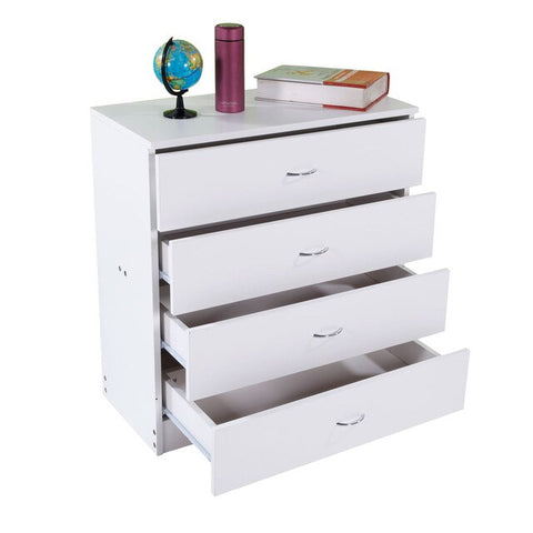 MDF Wood Simple 4-Drawer bedroom stands Dresser White/Black Modern nightstand Storage Cabinet Assembly - US Stock