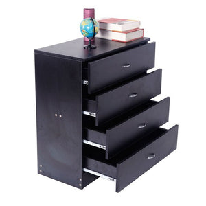 MDF Wood Simple 4-Drawer bedroom stands Dresser White/Black Modern nightstand Storage Cabinet Assembly - US Stock