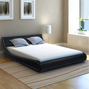 New Arrival Bed Frame 5FT King Size/150x200cm Artificial Leather Curl Black Simple Bed Base Fashion Bedsteads Double Bed