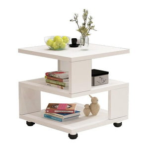 TOP 2 Tier End Table Side Coffee Tea Table Nightstand on Wheels For Living Room