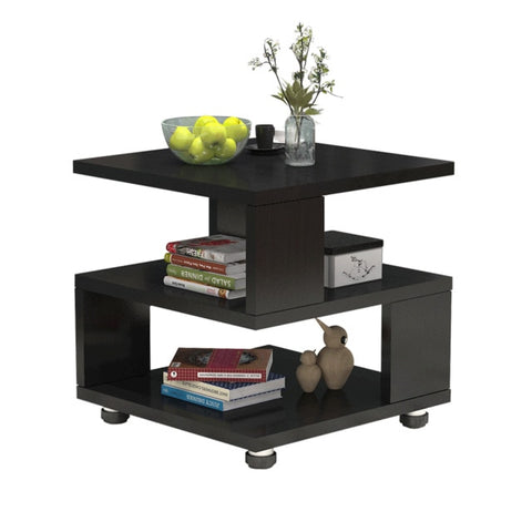 TOP 2 Tier End Table Side Coffee Tea Table Nightstand on Wheels For Living Room