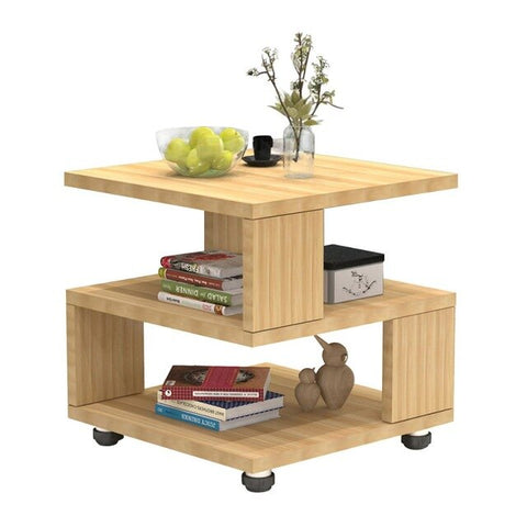 TOP 2 Tier End Table Side Coffee Tea Table Nightstand on Wheels For Living Room