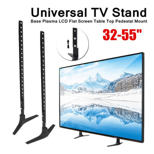 Mount 32-55" Height Adjustable Universal TV Stand Base Alloy + Steel Plasma LCD Flat Screen Table Top Pedestal Easy Install