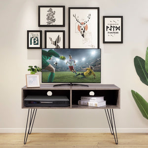 Giantex 42" TV Stand Wood Media Console Entertainment Storage Shelf W/Metal Hairpin Legs Home Furniture HW60466