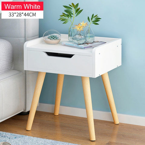 Nordic High foot Nightstand Wooden Bedside table With drawer organizer Storage cabinet fashion Mini desk bedroom Furniture