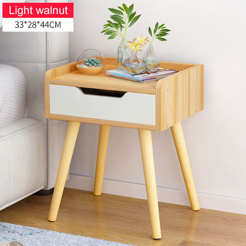 Nordic High foot Nightstand Wooden Bedside table With drawer organizer Storage cabinet fashion Mini desk bedroom Furniture