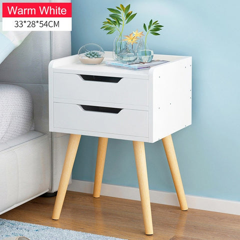 Nordic High foot Nightstand Wooden Bedside table With drawer organizer Storage cabinet fashion Mini desk bedroom Furniture