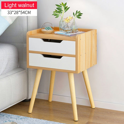 Nordic High foot Nightstand Wooden Bedside table With drawer organizer Storage cabinet fashion Mini desk bedroom Furniture