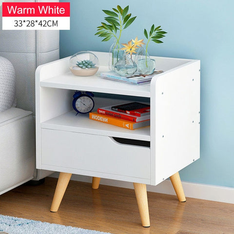 Nordic High foot Nightstand Wooden Bedside table With drawer organizer Storage cabinet fashion Mini desk bedroom Furniture