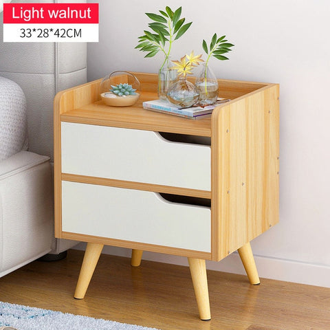 Nordic High foot Nightstand Wooden Bedside table With drawer organizer Storage cabinet fashion Mini desk bedroom Furniture