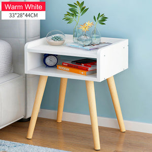 Nordic High foot Nightstand Wooden Bedside table With drawer organizer Storage cabinet fashion Mini desk bedroom Furniture