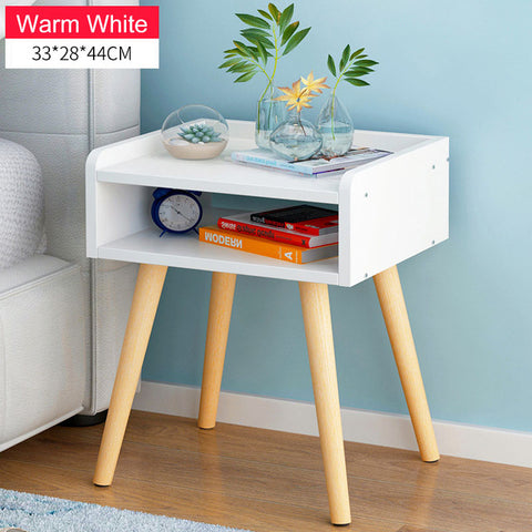 Nordic High foot Nightstand Wooden Bedside table With drawer organizer Storage cabinet fashion Mini desk bedroom Furniture