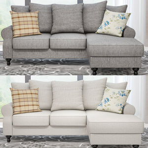 Panana Fabric Corner Sofa With Reversible Chaise Lounge Sofa Chair Washable Clothes + Pillows